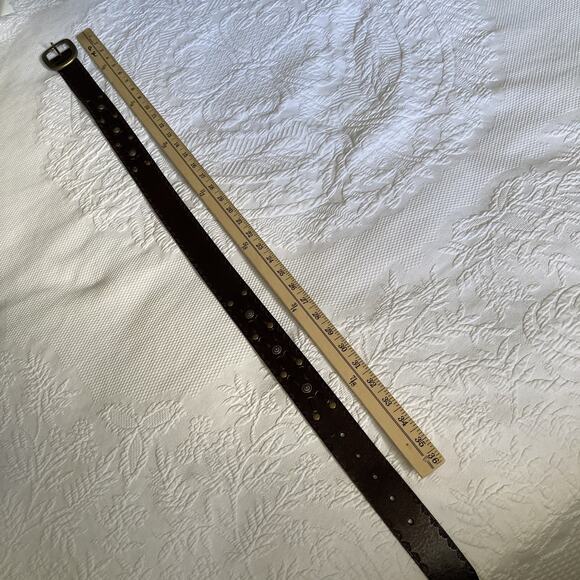 FOSSIL Brown Leather Belt Embossed Studded Southwest western boho Women's Medium - Picture 12 of 15